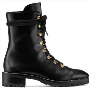 Stuart Weitzman Kolbie Black Leather Lace-Up Boots Size 9.5